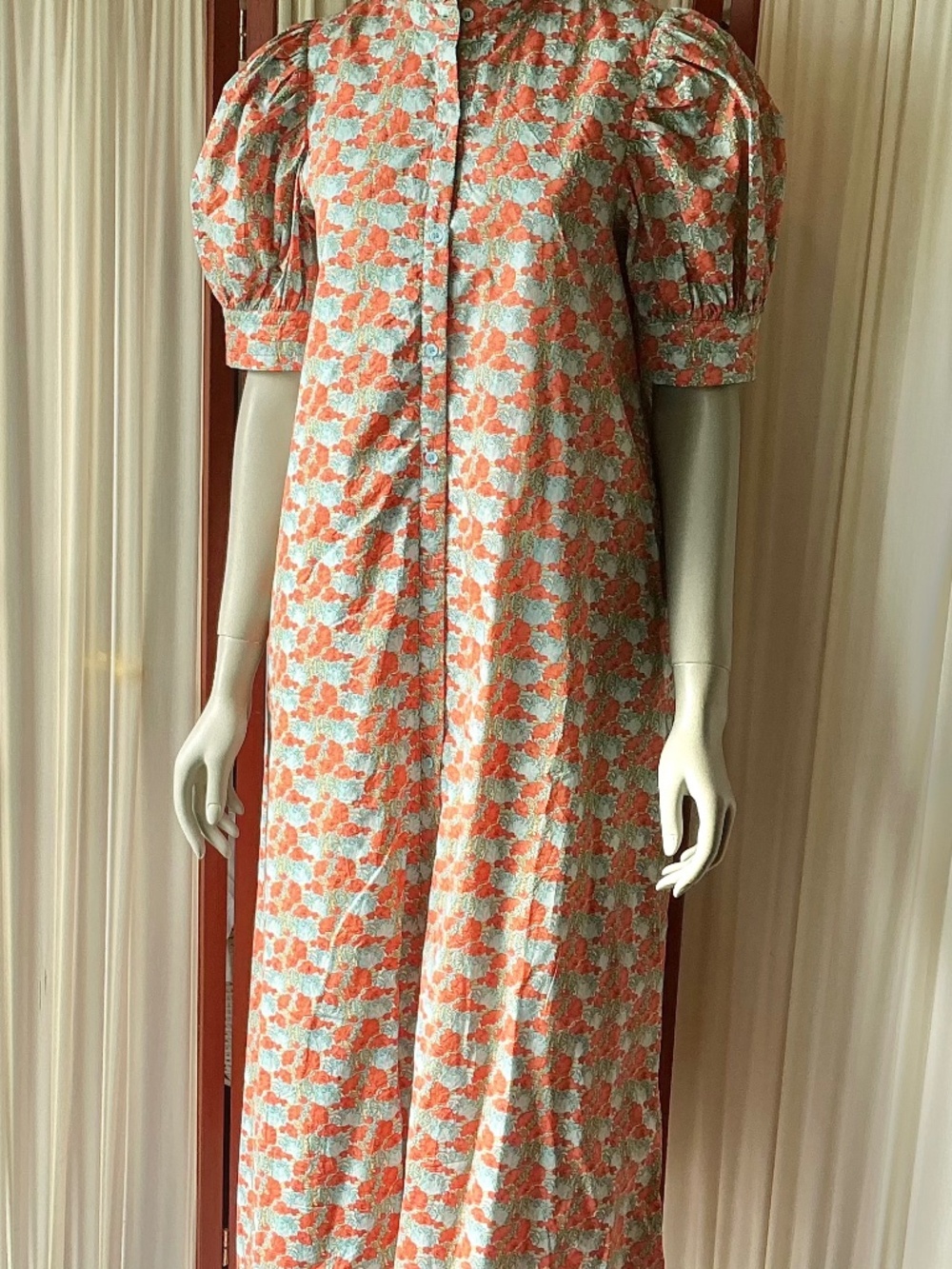 Hyacinth House Tuckernuck Louisa Cotton Maxi Dress Orange Poopies Size Small